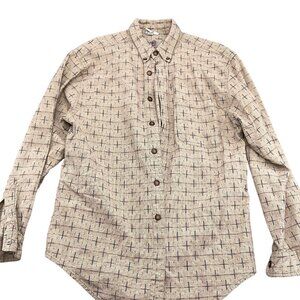 Territory Ahead Shirt Men Large Brown Blue Check Woven Knubby Cotton BD Classic‎